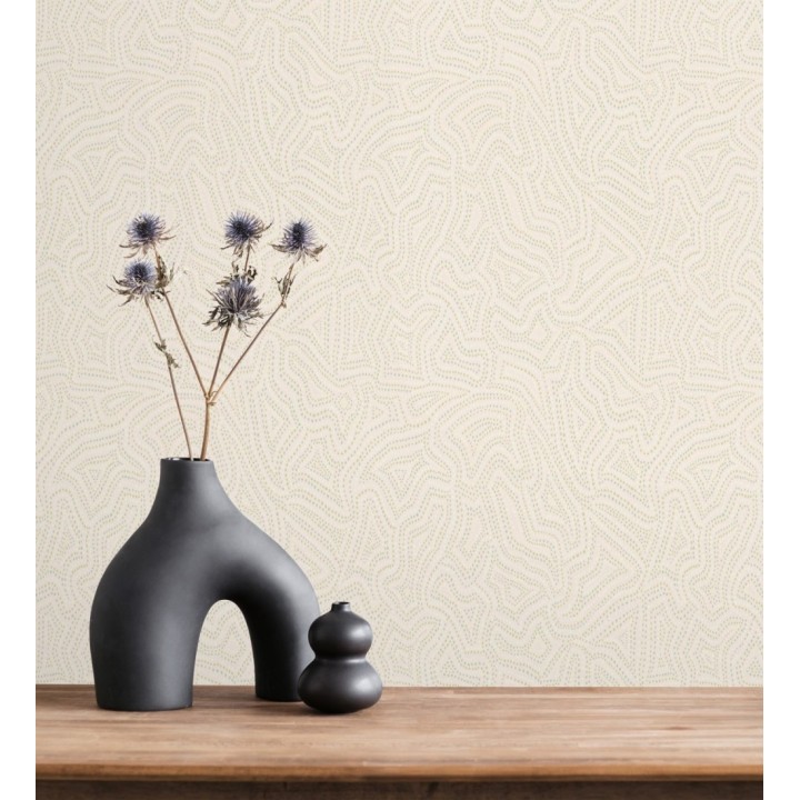 Papel pintado de ondas en micropuntillismo artístico fondo beige - Harlem Stipple 683875