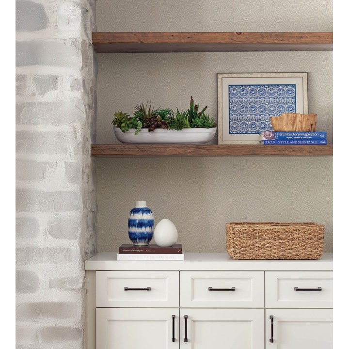 Papel pintado de ondas en micropuntillismo artístico fondo beige - Harlem Stipple 683875