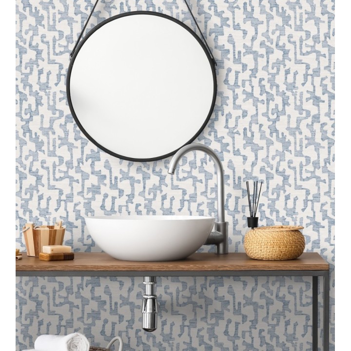 Papel pintado abstracto estilo étnico moderno tonos azules - Ritz Camo 683886