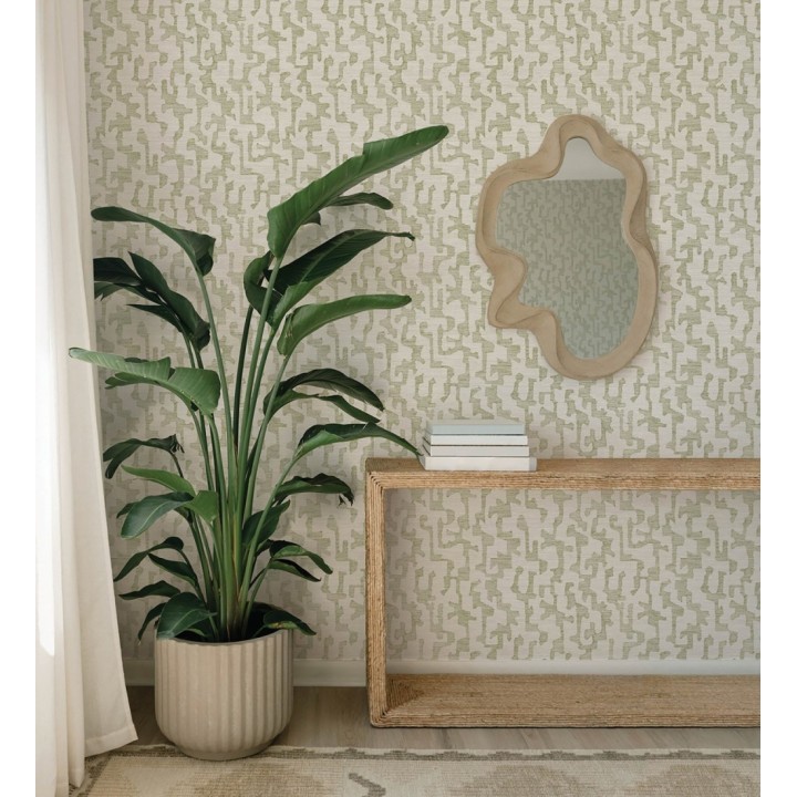 Papel pintado abstracto estilo étnico moderno tonos verdes - Ritz Camo 683887