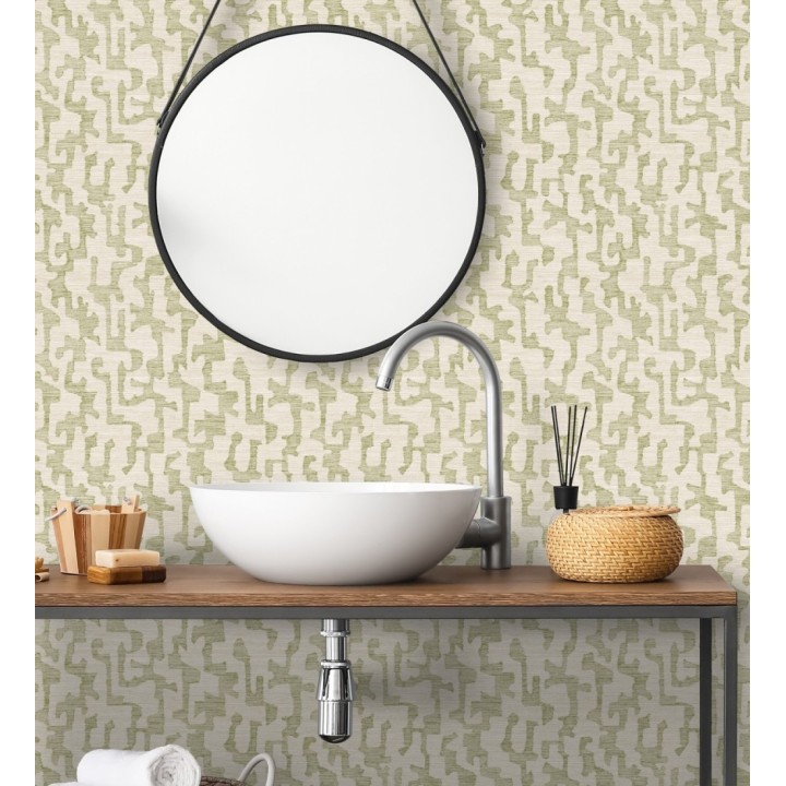 Papel pintado abstracto estilo étnico moderno tonos verdes - Ritz Camo 683887