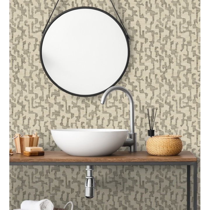 Papel pintado abstracto estilo étnico moderno tonos marrones  - Ritz Camo 683889