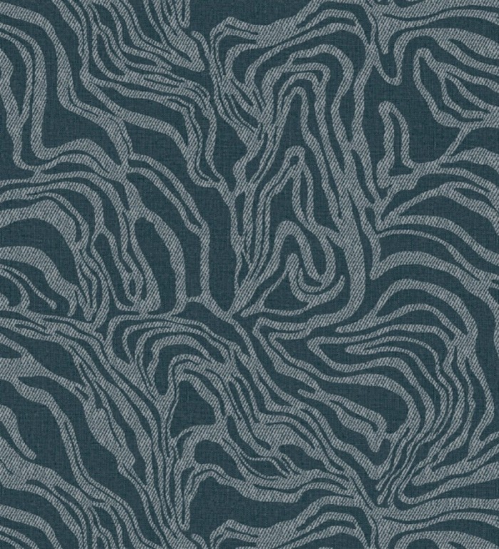 Papel pintado abstracto de ondas orgánicas color nácar plata y azul - Caspian Waves 683892