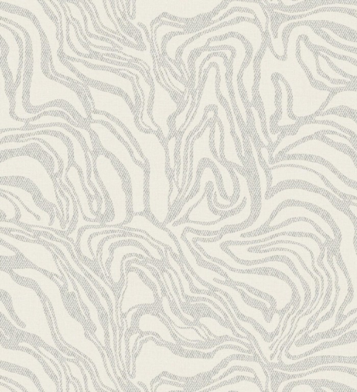 Papel pintado abstracto de ondas orgánicas color nácar gris y blanco roto - Caspian Waves 683893