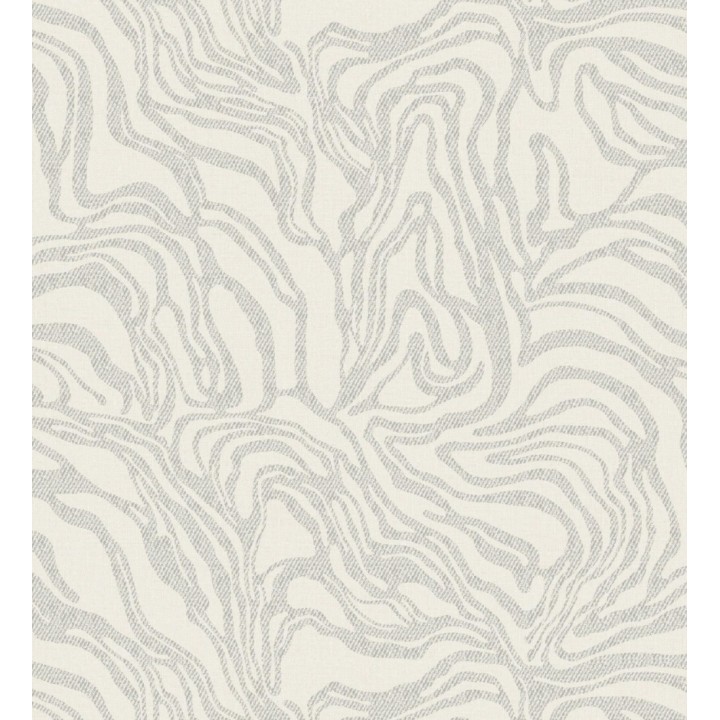 Papel pintado abstracto de ondas orgánicas color nácar gris y blanco roto - Caspian Waves 683893