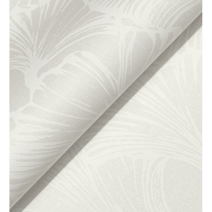 Papel pintado hojas ginkgo biloba color blanco y beige nacarado - Sofia Leaves 683895