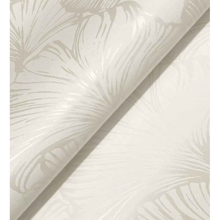 Papel pintado hojas ginkgo biloba color nácar y arena - Sofia Leaves 683896