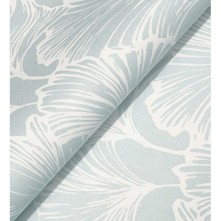Papel pintado hojas ginkgo biloba color blanco y azul - Sofia Leaves 683897