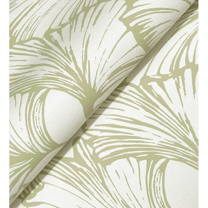 Papel pintado hojas ginkgo biloba color verde y crema claro - Sofia Leaves 683899