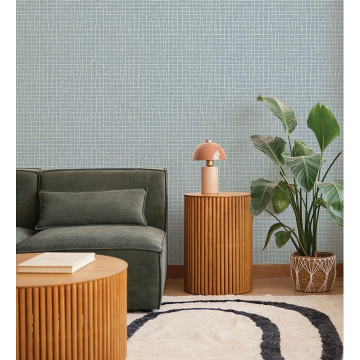 Papel pintado de mosaicos abstractos estilo artístico tonos azules - Dax Turbi 683900