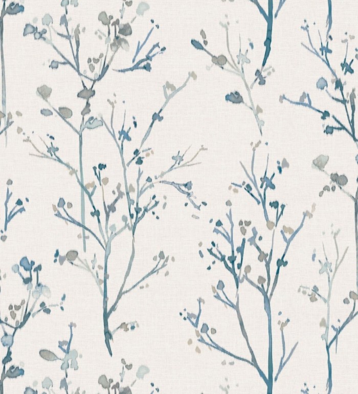 Papel pintado ramas artísticas en acuarela fondo tejido de lino - Zinnia Prairie 683906