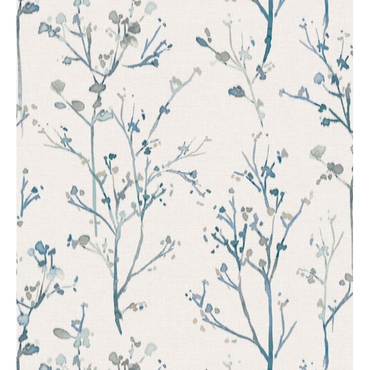 Papel pintado ramas artísticas en acuarela fondo tejido de lino - Zinnia Prairie 683906