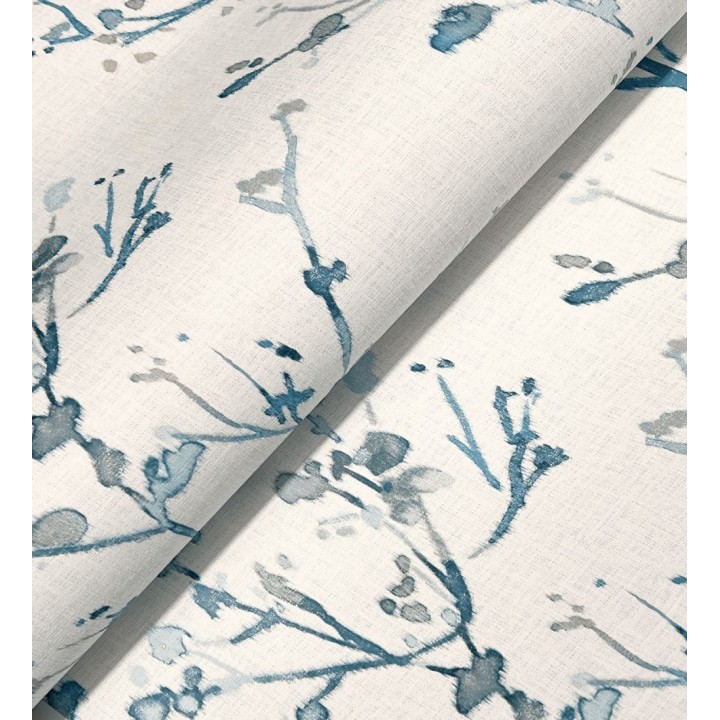 Papel pintado ramas artísticas en acuarela fondo tejido de lino - Zinnia Prairie 683906