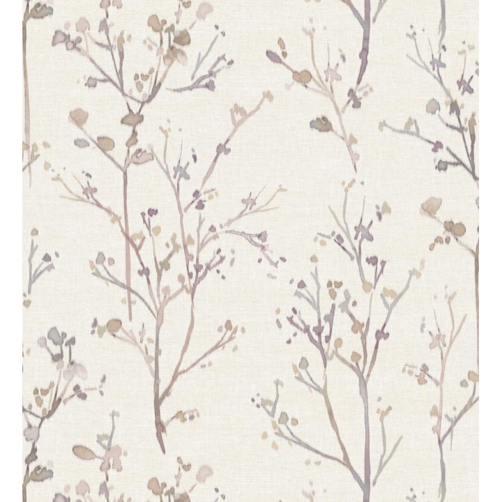 Papel pintado ramas artísticas en acuarela fondo tejido de lino - Zinnia Prairie 683907