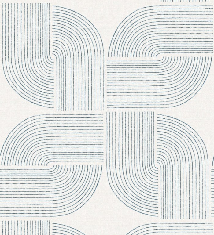 Papel pintado moderno de curvas minimalistas color azul - Arvid Arch 683908