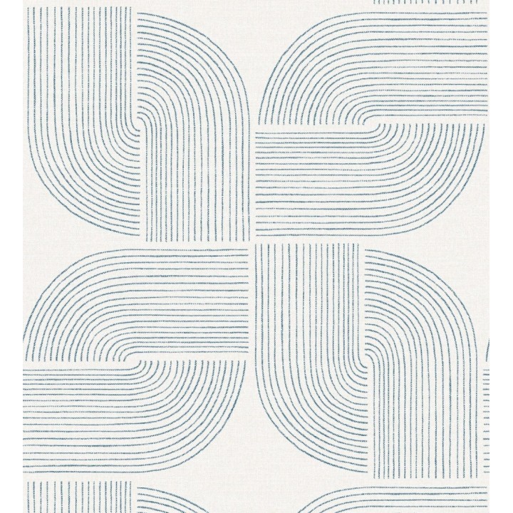 Papel pintado moderno de curvas minimalistas color azul - Arvid Arch 683908