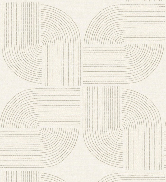 Papel pintado moderno de curvas minimalistas color beige - Arvid Arch 683909