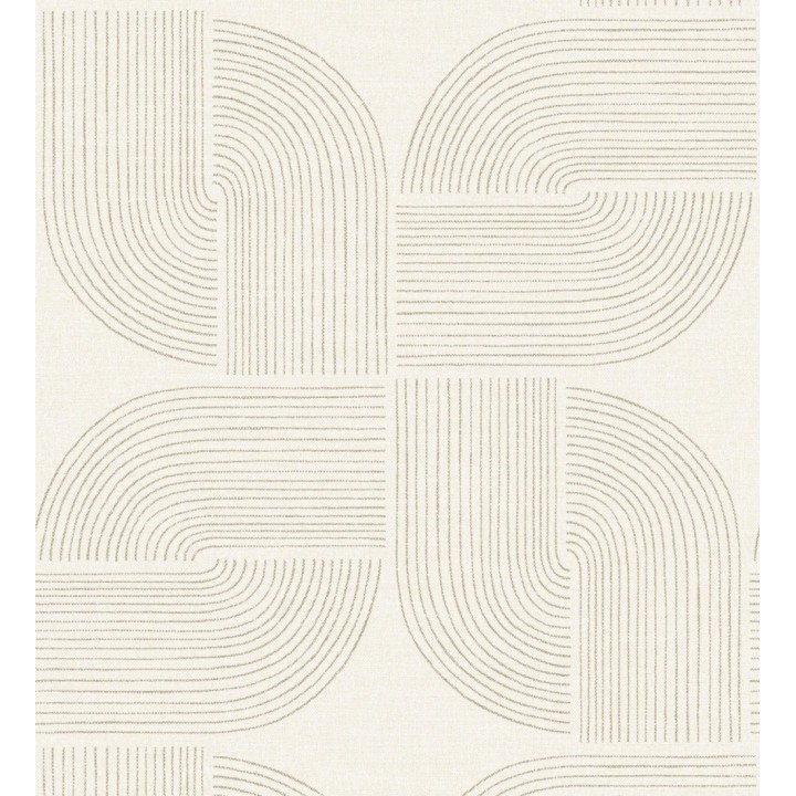 Papel pintado moderno de curvas minimalistas color beige - Arvid Arch 683909