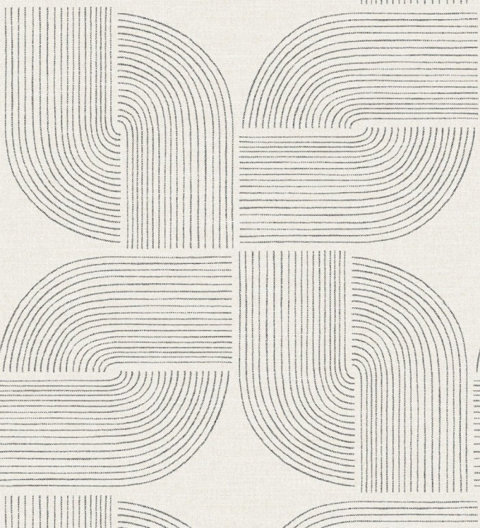 Papel pintado moderno de curvas minimalistas color negro - Arvid Arch 683910