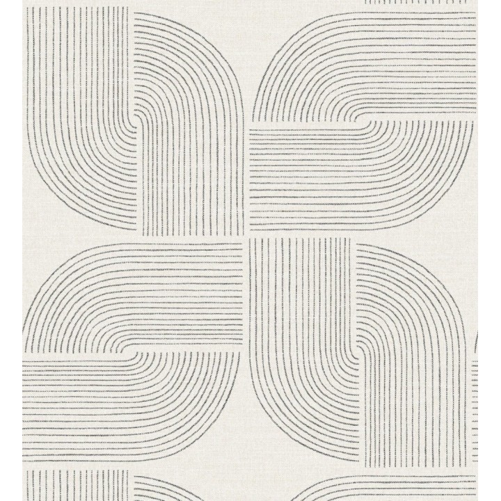 Papel pintado moderno de curvas minimalistas color negro - Arvid Arch 683910