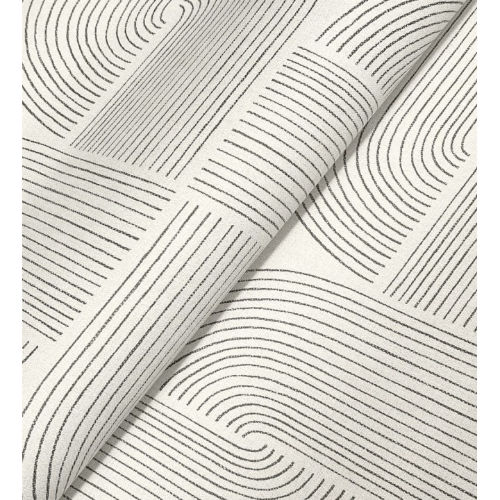 Papel pintado moderno de curvas minimalistas color negro - Arvid Arch 683910