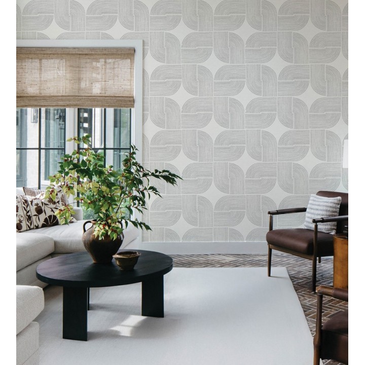 Papel pintado moderno de curvas minimalistas color negro - Arvid Arch 683910