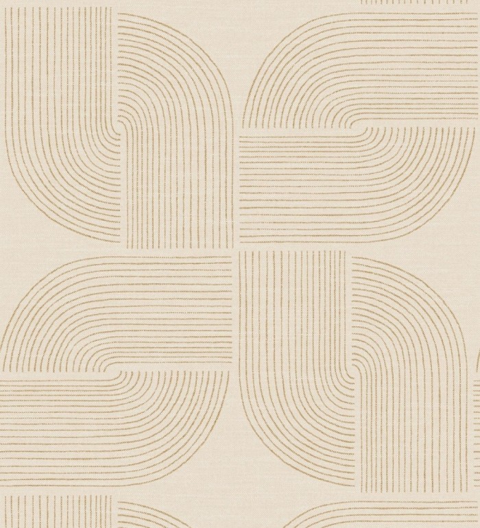 Papel pintado moderno de curvas minimalistas color ocre - Arvid Arch 683911