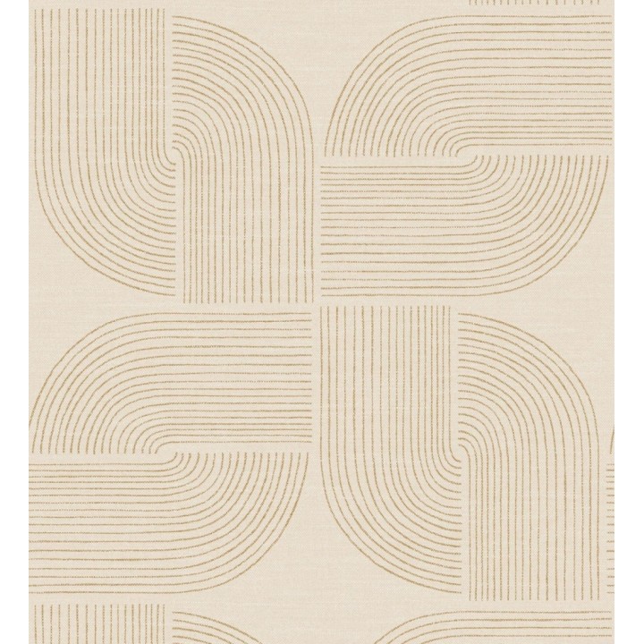 Papel pintado moderno de curvas minimalistas color ocre - Arvid Arch 683911