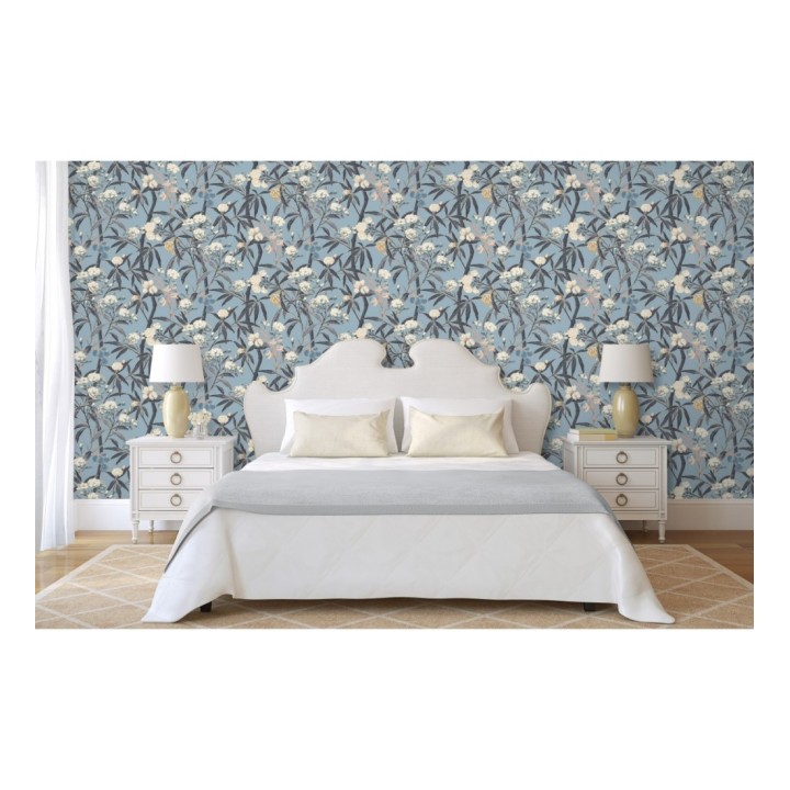 Papel pintado de hojas con flores y frutos - Kendra Bloom 126391