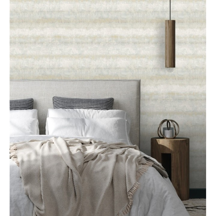 Papel pintado efecto cemento pátina artesanal tonos verde claro y arena - Nolan Strata 683917