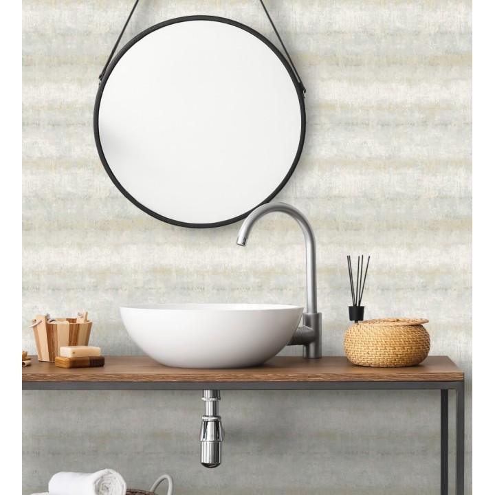 Papel pintado efecto cemento pátina artesanal tonos verde claro y arena - Nolan Strata 683917