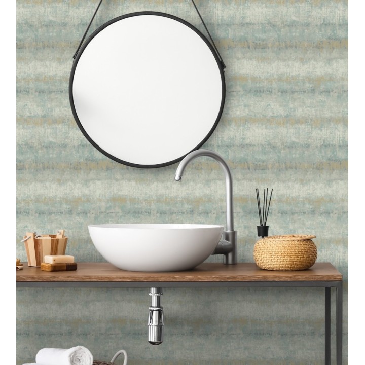 Papel pintado efecto cemento pátina artesanal tonos verde agua - Nolan Strata 683918