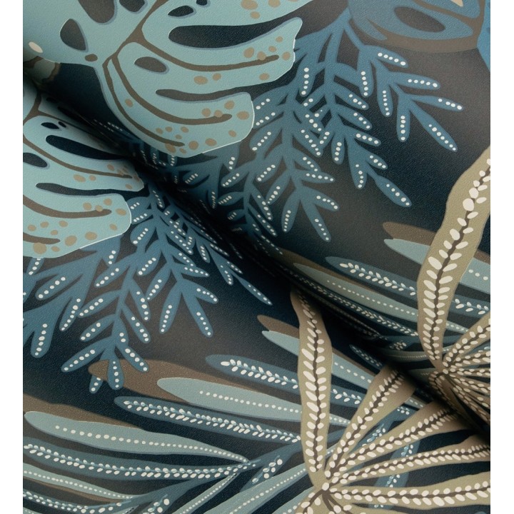 Papel pintado selva nocturna color turquesa - Samba Ethnic 683920