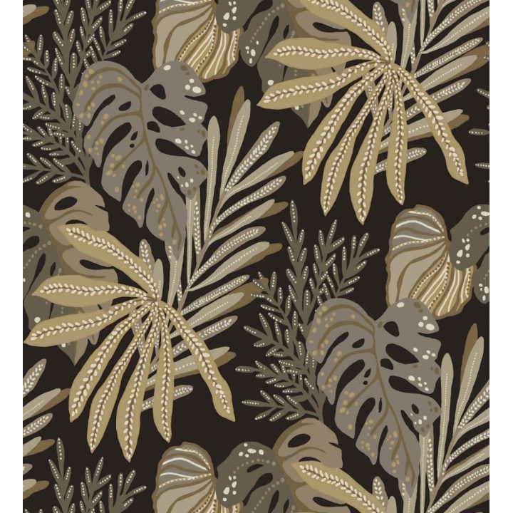 Papel pintado selva nocturna color marrón topo - Samba Ethnic 683921