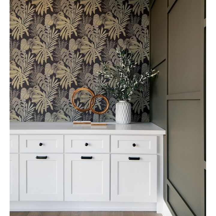 Papel pintado selva nocturna color marrón topo - Samba Ethnic 683921