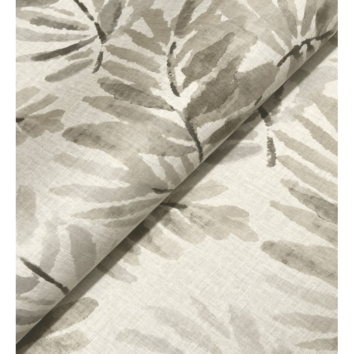 Papel pintado hojas difuminadas tonos grises y beige fondo textil liso - Soren Light 683926