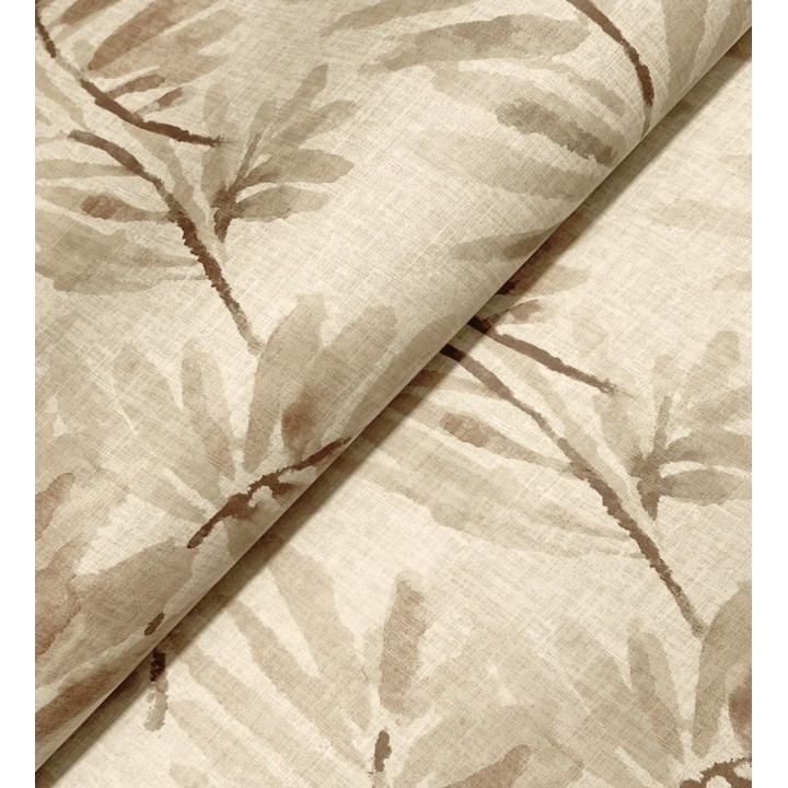 Papel pintado hojas difuminadas tonos tierra y beige fondo textil liso - Soren Light 683927