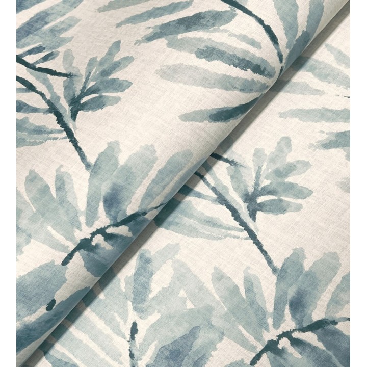 Papel pintado hojas difuminadas tonos azules fondo textil liso - Soren Light 683928