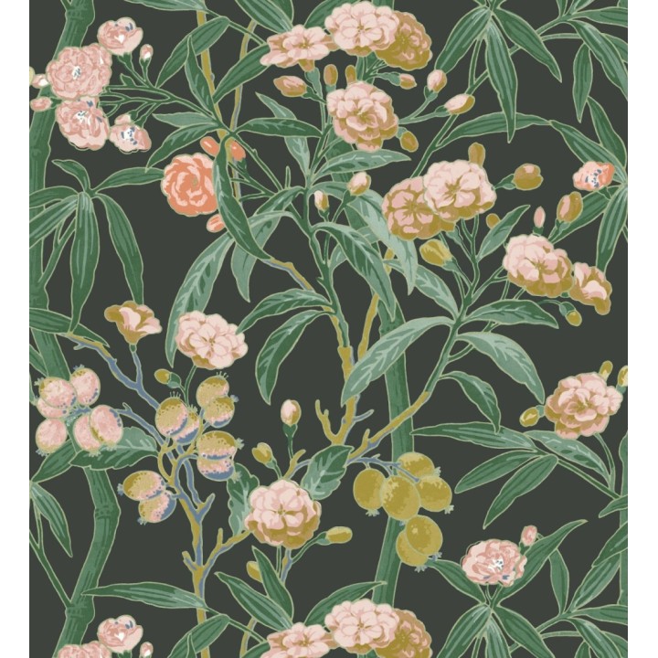 Papel pintado de hojas con flores y frutos - Kendra Bloom 126394