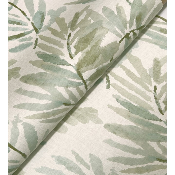 Papel pintado hojas difuminadas tonos verdes y azules fondo textil liso - Soren Light 683929