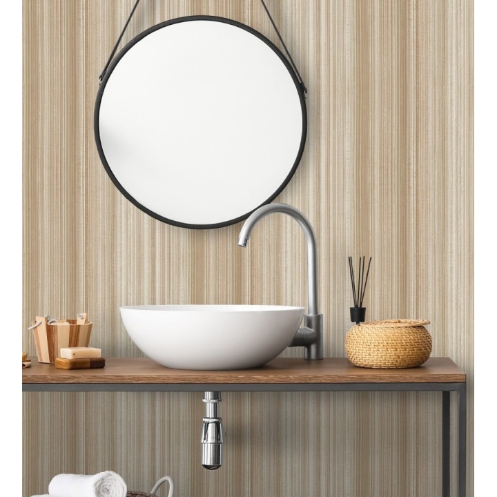 Papel pintado efecto lino rayas naturales tonos tierra - Amper Ribbed 683930