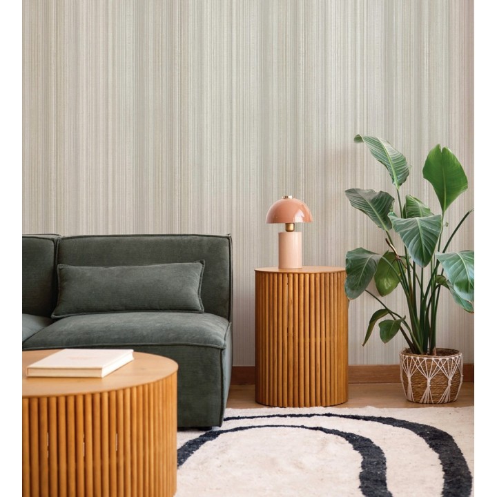 Papel pintado efecto lino rayas naturales tonos neutros - Amper Ribbed 683932
