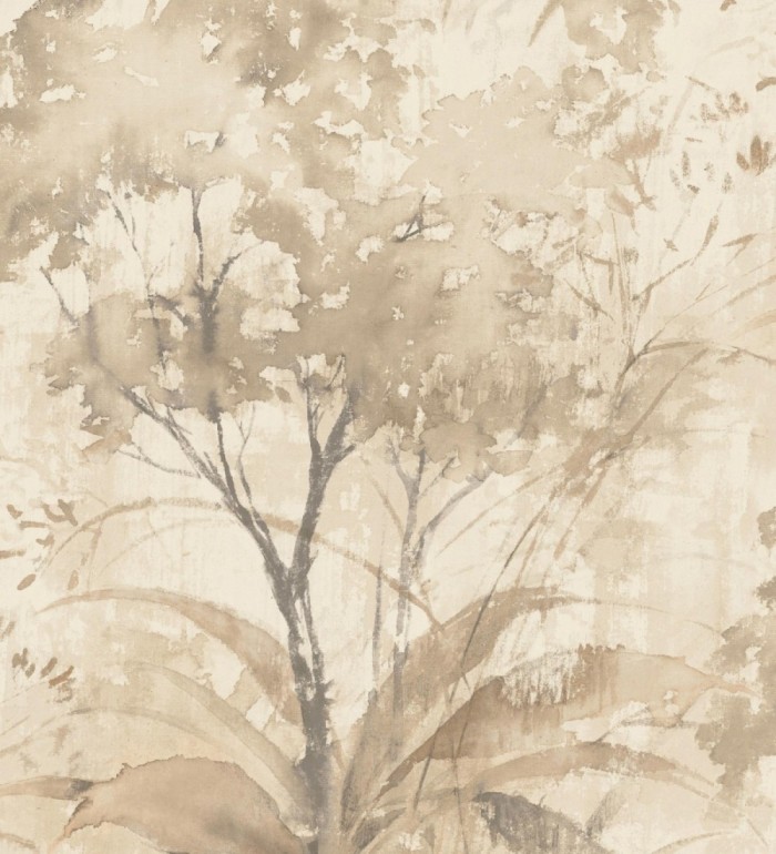 Papel pintado vestigio botánico sepia hojas de acuarela en tonos tierra - Sienna Woodland 683935