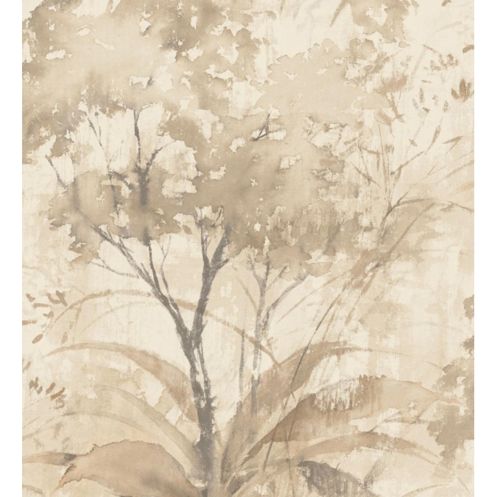 Papel pintado vestigio botánico sepia hojas de acuarela en tonos tierra - Sienna Woodland 683935
