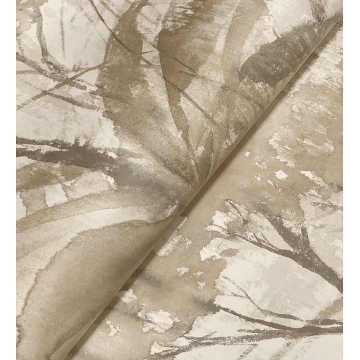 Papel pintado vestigio botánico sepia hojas de acuarela en tonos tierra - Sienna Woodland 683935
