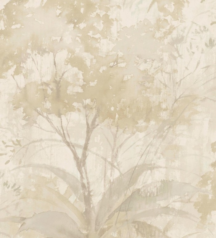 Papel pintado vestigio botánico sepia hojas de acuarela en tonos beige - Sienna Woodland 683937
