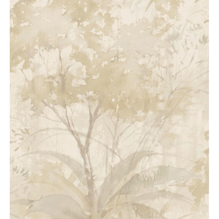 Papel pintado vestigio botánico sepia hojas de acuarela en tonos beige - Sienna Woodland 683937