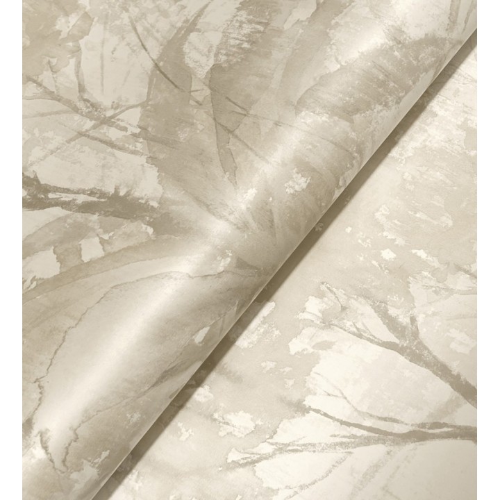 Papel pintado vestigio botánico sepia hojas de acuarela en tonos beige - Sienna Woodland 683937