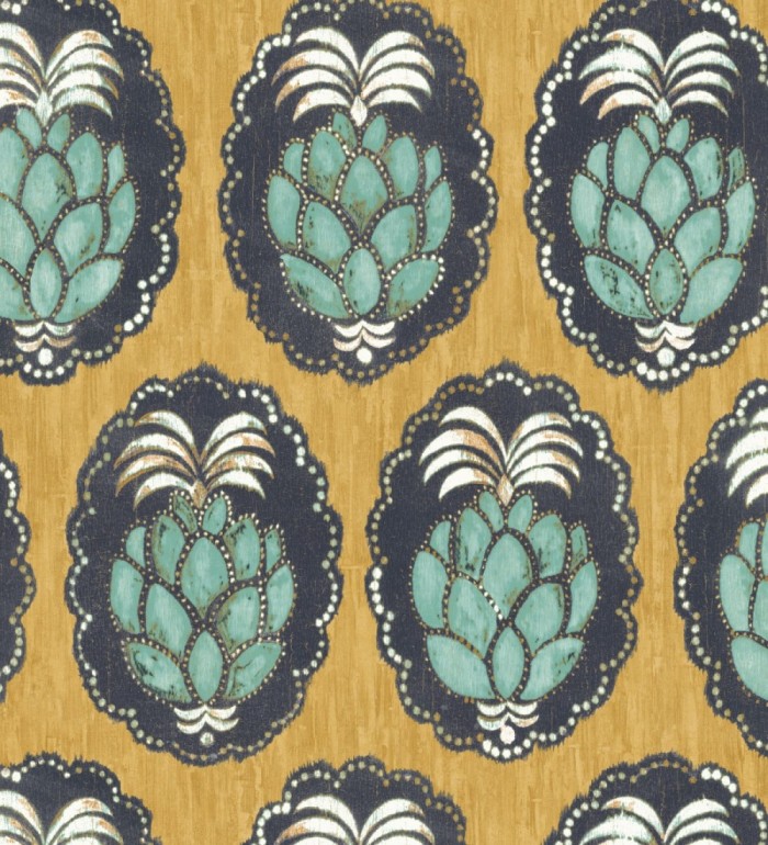 Papel pintado piñas art déco - Hawaii Fruits 126396