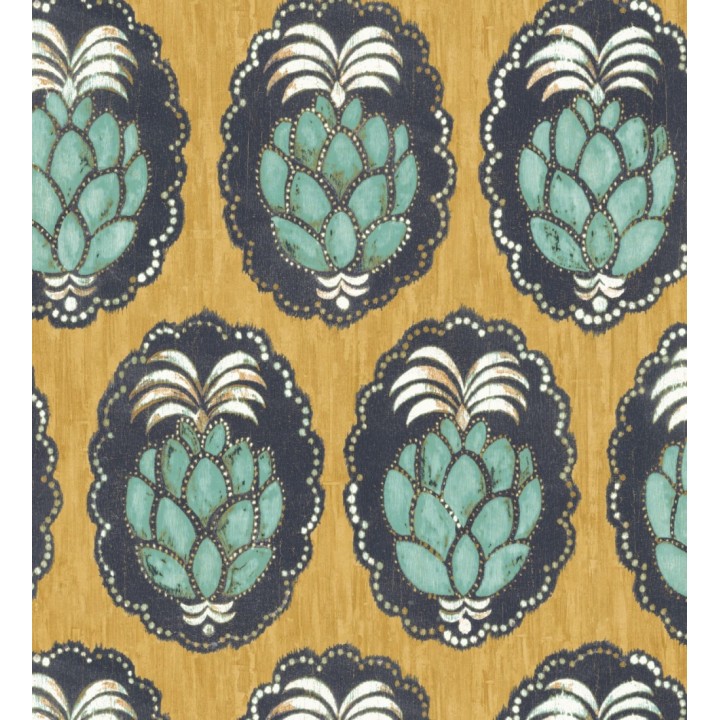 Papel pintado piñas art déco - Hawaii Fruits 126396